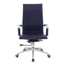 Nautilus Designs Aura contemporary high-back bonded leather executive chair, front view showing sleek design and plush cushioning.