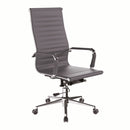 Nautilus Designs Aura contemporary high back bonded leather executive chair in gray, with ergonomic design and padded armrests.