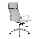 Side view of Nautilus Designs Aura contemporary high back bonded leather executive chair with white upholstery.