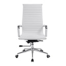 Aura Contemporary high back bonded leather executive chair by Nautilus Designs, shown from the front with sleek white finish.