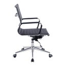 Nautilus Designs Aura contemporary medium back bonded leather executive chair with black upholstery and modern design.
