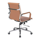 Side view of Nautilus Designs Aura contemporary medium back bonded leather executive chair with sleek black finish.