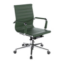 Aura contemporary medium back bonded leather executive chair by Nautilus Designs, with padded armrests and ergonomic design.