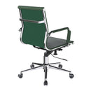 Side view of Nautilus Designs Aura contemporary medium back bonded leather executive chair with sleek design and ergonomic features.