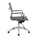 Nautilus Designs Aura contemporary medium back bonded leather executive chair in gray with armrests and adjustable height.