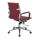 Nautilus Designs Aura contemporary medium back bonded leather executive chair, side view showing sleek design and soft leather upholstery.