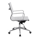 Nautilus Designs Aura contemporary medium back bonded leather executive chair with white upholstery and sleek design.