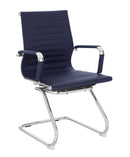 Aura contemporary medium back bonded leather visitor chair with chrome frame by Nautilus Designs, showcasing sleek design and modern comfort.