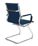 Side view of Nautilus Designs Aura contemporary medium back bonded leather visitor chair with chrome frame