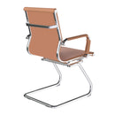 Nautilus Designs Aura contemporary medium back bonded leather visitor chair with chrome frame, side view showing sleek design.