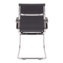 Nautilus Designs Aura contemporary medium back bonded leather visitor chair with chrome frame, gray upholstery and modern design.