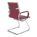 Nautilus Designs Aura contemporary medium back bonded leather visitor chair with chrome frame, side view showing sleek design.