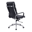 Nautilus Designs Avanti bonded leather high back swivel chair with individual back cushions, shown from side angle.