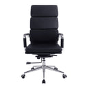 Nautilus Designs Avanti bonded leather high back swivel chair with individual back cushions, black, modern office seating