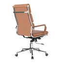Nautilus Designs Avanti bonded leather high back swivel chair with individual back cushions, side view showing armrests and cushion details.