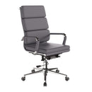 Nautilus Designs Avanti bonded leather high back swivel chair with individual back cushions, grey color, ergonomic office seating