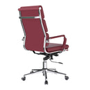 Nautilus Designs Avanti bonded leather high back swivel chair with side view, showing individual back cushions and sleek design.