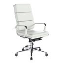 Nautilus Designs Avanti bonded leather high back swivel chair with individual back cushions, white finish and ergonomic design