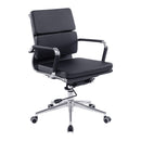 Nautilus Designs Avanti bonded leather medium back swivel chair with individual back cushions, black color and ergonomic design.