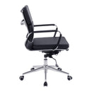 Nautilus Designs Avanti bonded leather swivel chair with medium back and individual cushioned support, shown from side view.