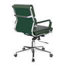 Nautilus Designs Avanti bonded leather medium back swivel chair with individual back cushions, side view showing armrests and adjustable height