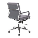 Nautilus Designs Avanti bonded leather swivel office chair with medium back and individual back cushions, gray color, side view