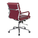 Nautilus Designs Avanti bonded leather swivel chair with medium back and individual cushions, shown from a side angle.