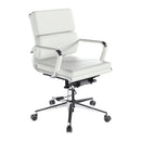 Nautilus Designs Avanti bonded leather medium back swivel chair with individual back cushions and armrests.