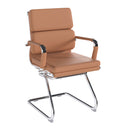 Nautilus Designs Avanti bonded leather medium back visitor armchair with individual back cushions, black upholstery and modern style.