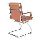 Nautilus Designs Avanti bonded leather medium back visitor armchair with individual back cushions, side view.