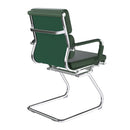 Nautilus Designs Avanti bonded leather medium back visitor armchair with side view, featuring individual back cushions and armrests.