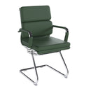 Nautilus Designs Avanti bonded leather medium back visitor armchair with individual back cushions, dark green finish.