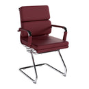 Nautilus Designs Avanti bonded leather medium back visitor armchair with individual back cushions, oxford color, modern office style