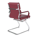 Nautilus Designs Avanti bonded leather medium back visitor armchair with individual back cushions, side view.