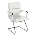 Nautilus Designs Avanti bonded leather medium back visitor armchair with individual back cushions in white.