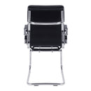 Nautilus Designs Avanti bonded leather medium back visitor armchair with individual back cushions, showcasing a sleek, modern design.