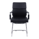 Nautilus Designs Avanti bonded leather medium back visitor armchair with individual back cushions, front view showing armrests and upholstery.