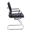 Nautilus Designs Avanti bonded leather medium back visitor armchair with individual back cushions, side view.