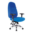 Nautilus Designs Babylon 24-hour operator chair with fabric upholstery and chrome base, ergonomic office seating.