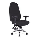 Nautilus Designs Babylon 24-hour operator chair with fabric upholstery and chrome base, ergonomic office seating for intensive use.
