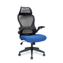 Nautilus Designs Canis high back mesh chair with molded seat foam, folding arms, and optional headrest.