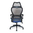 Nautilus Designs Canis high back mesh office chair with molded foam seat, folding arms, and optional headrest, shown from front.