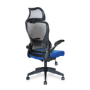 Nautilus Designs Canis high back mesh chair with molded foam seat, folding arms, and optional headrest, shown from side angle.