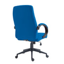 Nautilus Designs Dorset high back fabric manager's chair shown from the backside with black upholstery and ergonomic design