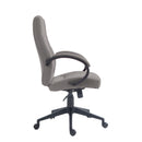 Nautilus Designs Dorset high back fabric managers chair with grey upholstery and ergonomic design for office comfort.