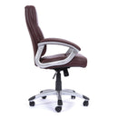 Nautilus Designs Greenwich high back leather effect executive chair with contoured backrest, side view showing ergonomic design and cushioning.