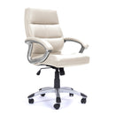 Nautilus Designs Greenwich high back leather effect executive chair with contoured design and supportive backrest.
