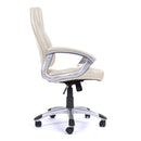 Greenwich high back leather effect executive chair with contoured design backrest by Nautilus Designs, shown from side view.
