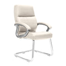Greenwich high back leather effect executive visitor armchair by Nautilus Designs with contoured backrest and chrome base.