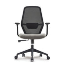 Nautilus Designs Orbit high back mesh chair with two-tone black and gray fabric, ergonomic design, and adjustable features.